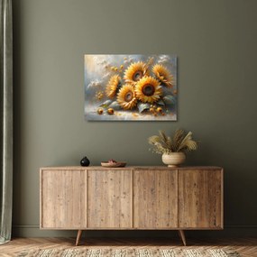 Üveg kép - Napraforgók festménye (70x50 cm)