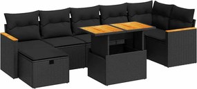 vidaXL 5 részes fekete polyrattan kerti kanapészett párnákkal