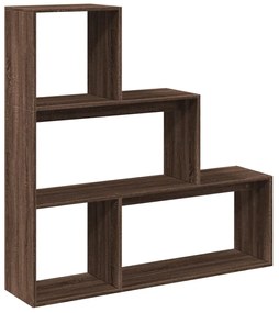 3 szintes barna tölgy fa elválasztó könyvespolc 123x29x123 cm