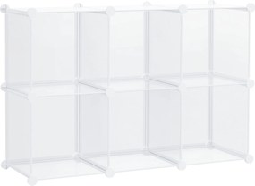 HOMCOM Moduláris Helytakarékos Cipőtároló Szekrény 6 Kockával, PP Műanyagból, 65x32x95cm, Átlátszó | Aosom