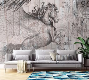 Gario Fotótapéta Pegasus - egy ijedt ló egy absztrakt grafikán Anyag: Vlies, Méret: 150 x 105 cm