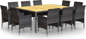 vidaXL 11 részes szürke polyrattan kerti étkezőgarnitúra