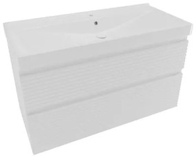 Naturel Savona Fürdőszobaszekrény mosdóval, 2 fiókos 98x53x44,8 cm fényes fehér SAVONA2100BIU1