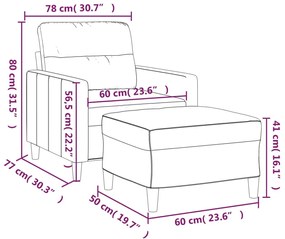 krémszínű szövet kanapéfotel lábtartóval 60 cm