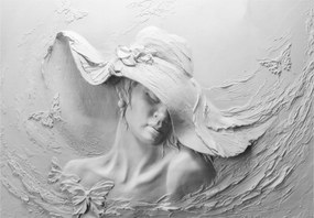 Fotótapéta Nő kalapban pillangók vinil elegancia 368x254 +ragasztó