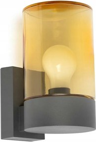 Faro Kila kültéri fali lámpa, sötétszürke, borostyánszínű üveg, IP65, E27