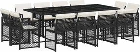 vidaXL 13 részes fekete polyrattan kerti ülőgarnitúra párnákkal