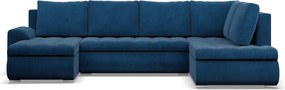 Tokio U sarokkanapé, 3 ágyneműtartóval, kordbársony, jobboldali, kék