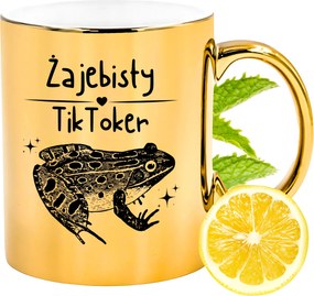 Arany csillogó bögre TikToker Ajándék Nyomtatott Fotóval