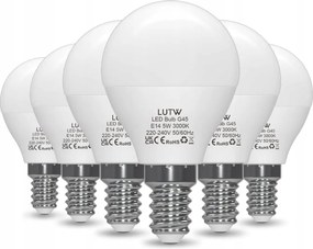 6 db E14 Led G45 5W meleg fehér izzó 3000K 450lm