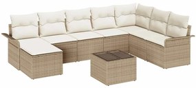 vidaXL Kerti Kanapé Szett párnával 9 pcs Bézs polirattan