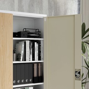 Fém irodai iratszekrény JAN II, Eco Design: fehér/sonoma tölgy