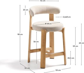 Bézs-világos natúr színű kőrisfa bárszék (ülésmagasság 65 cm) Granite – Kave Home