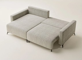 Bézs zsenília kinyitható-tárolóhelyes sarokkanapé (bal oldali-heverő résszel) Leon – Maison de Rêve