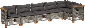 vidaXL 6 részes szürke polyrattan kerti ülőgarnitúra párnákkal