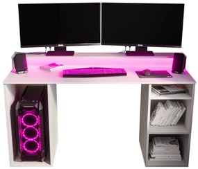Sarok Gamer PC asztal Garrick 1 (fehér) (LED RGB világítással). 1064133