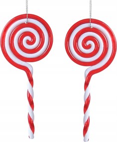 KarĂĄcsonyfadĂsz NyalĂłka Candy piros-fehĂ©r karĂĄcsonyfĂĄra 13cm 2db