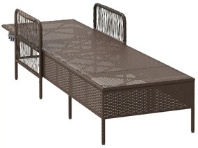 Napágy Barna és krémfehér PE Rattan 157 x 55 x 92 cm