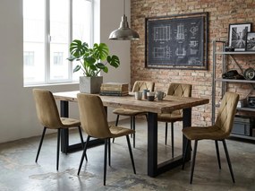 Barna bársony szék LIBRA OLIVE BROWN fekete lábakkal