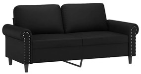 vidaXL 2 személyes fekete műbőr kanapé díszpárnákkal 140 cm