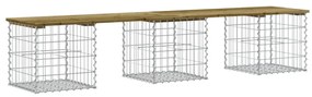 impregnált fenyőfa gabion kerti pad 203 x 44 x 42 cm