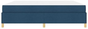 Boxrugós ágy Kék és Sötétkék és Fehér 200 x 200 cm szövet