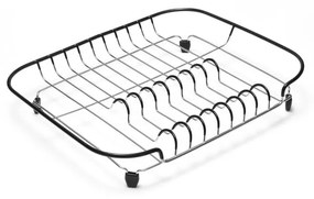 Rozsdamentes acélból készült edénycsepegtető fekete részletekkel, 30 x 37 x 6 cm - Addis