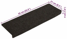 30 db sötétszürke öntapadó lépcsőszőnyeg 65x21x4 cm