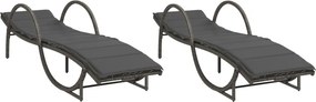 vidaXL 2 db szürke polyrattan napozóágy párnával