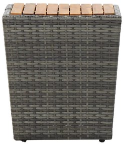 vidaXL szürke polyrattan és tömör akácfa teázóasztal 41,5x41,5x43 cm