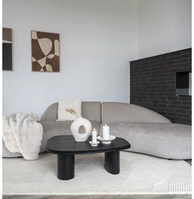 Fekete dohányzóasztal kőrisfa dekoros asztallappal 78x96 cm Tirano – House Nordic