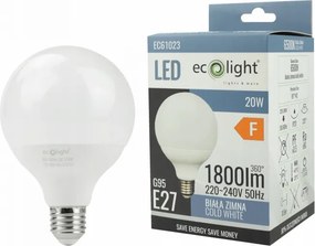 Led izzó Gömb Globe G95 E27 20W 1800lm 6500K Hideg Dekoratív