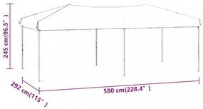 antracitszürke összecsukható partisátor oldalfalakkal 3 x 6 m