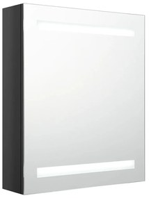 fényes fekete LED-es tükrös fürdőszobaszekrény 50 x 14 x 60 cm