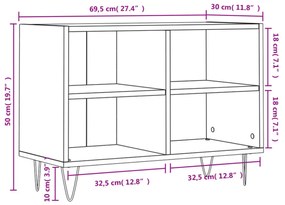 fehér magasfényű szerelt fa TV-szekrény 69,5x30x50 cm