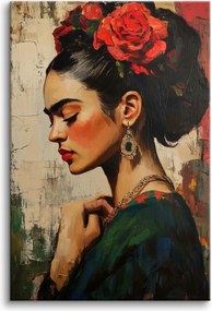 Klasszikus Falikép a nappaliba Nő virágokkal Retro stílusban 80x120