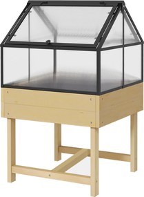 Outsunny Mini Üvegház Lábakon - emelt ültető - méretek 60L x 57W x 103H cm - dupla nyitható polikarbonát panelek, acél, kezelt lucfenyő | Aosom
