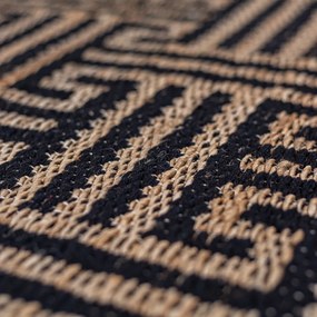 Fekete-natúr színű kézi szövésű jutakeverék futószőnyeg 80x230 cm Meander Jute – Flair Rugs