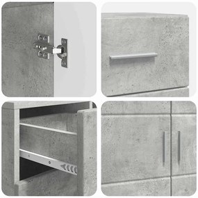 Széf fiókkal tárolóval Beton szürke 88.5 x 30.5 x 73 cm Faanyag