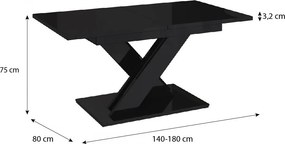 Maasix BKG Magasfényű Fekete 4 személyes étkezőszett Fekete Coleta székekkel N