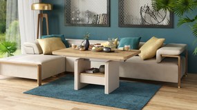 Mazzoni LEXUS Artisan Tölgy/Bézs (Pezsgőszínű) - MODERN DOHÁNYZÓASZTAL NYITHATÓ/MAGASÍTHATÓ ÉTKEZŐASZTAL ÉS DOHÁNYZÓASZTAL EGYBEN