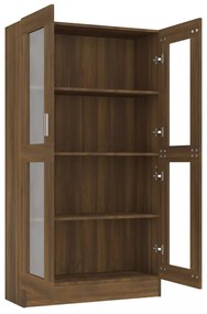 barna tölgy színű szerelt fa vitrinszekrény 82,5x30,5x150 cm