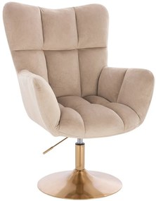 HR650N Latte modern velúr szék arany lábbal