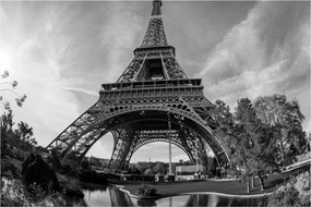 Kép - Eiffel-torony, fekete-fehér (90x60 cm)