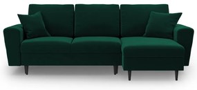 Zöld bársony kinyitható tárolóhelyes sarokkanapé Kyoto – Cosmopolitan Design