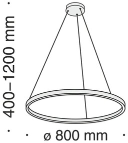 Maytoni MOD058PL-L42B3K - LED Csillár zsinóron RIM LED/51W/230V átm. 80 cm fekete