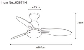 Globo Gale 03671N távirányítós mennyezeti ventilátoros lámpa, 22W LED, 3000K-4500K-6000K, 1897 lm