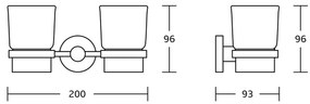 AQUALINE SB105 Samba dupla pohártartó, tejüveg