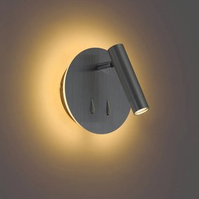 Modern acél fali lámpa beépített LED-del és USB-C-vel - Croft