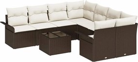vidaXL Kerti Kanapé Szett 9 pcs Barna Poli rattan